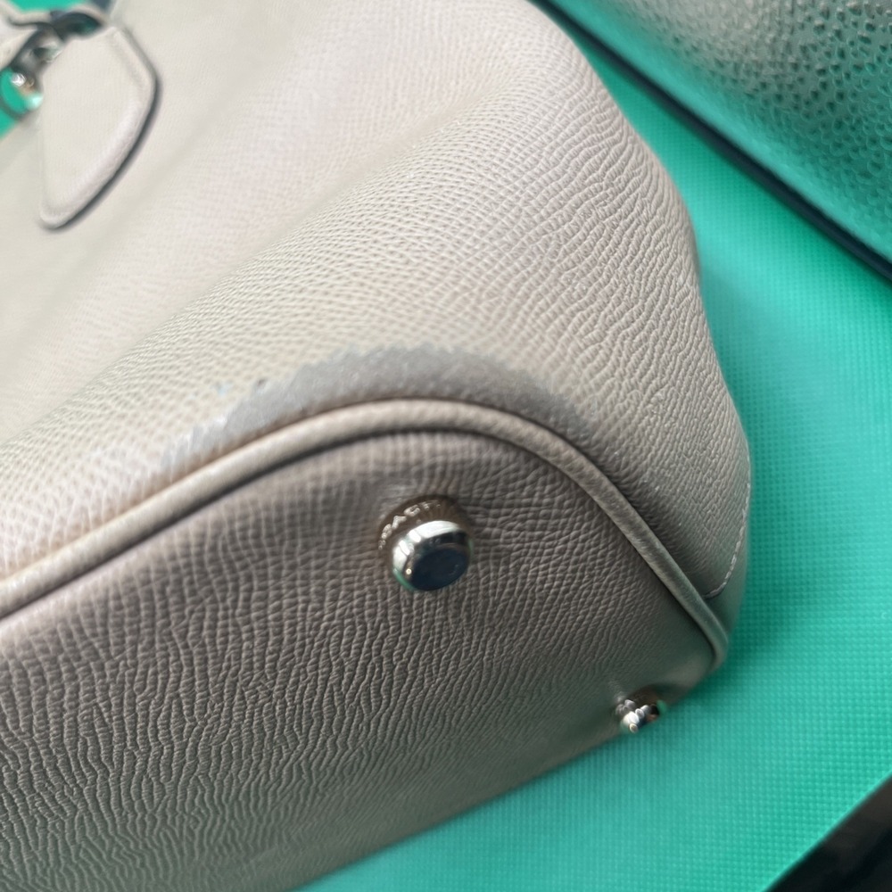 COACH Crossgrain Leather "KITT" Carryall Designer Shoulder Bag in Nude Beige Tan - Picture 9 of 11